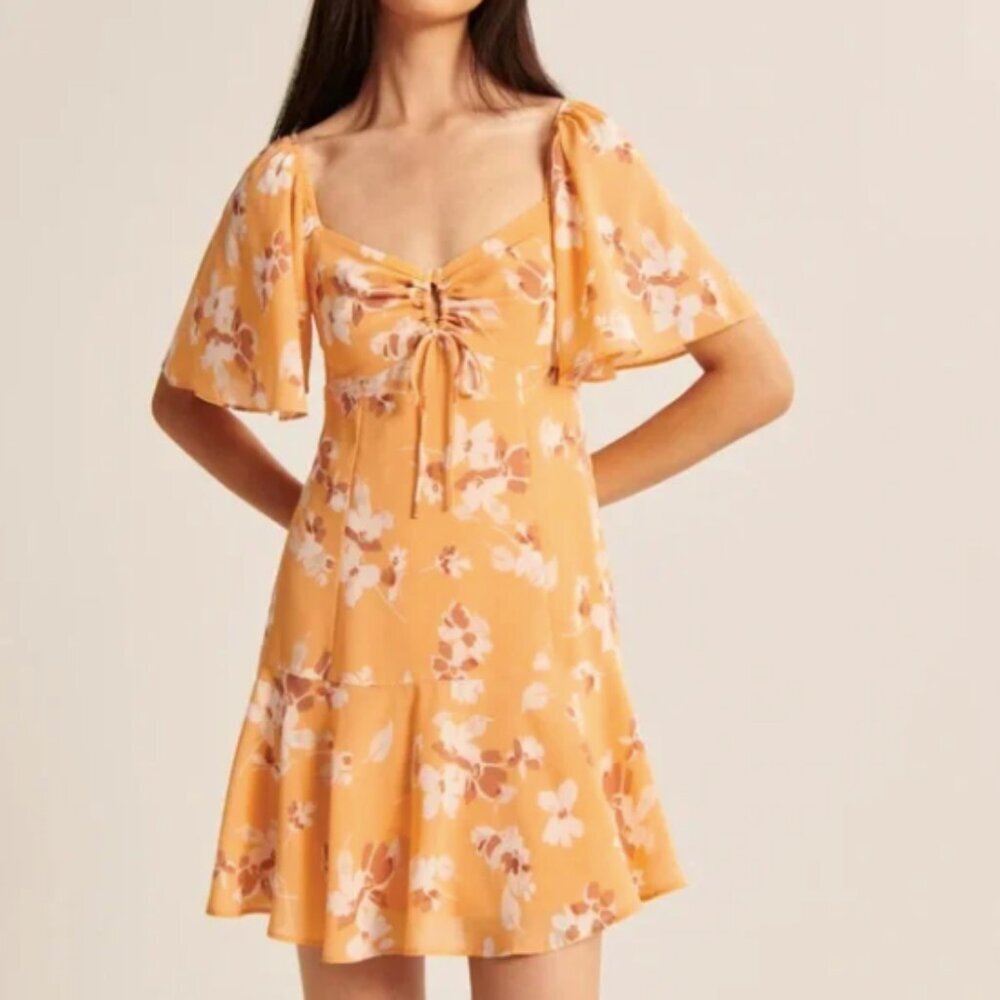 NWT Abercrombie & Fitch Flutter Sleeve Keyhole Mini Dress Women's Small